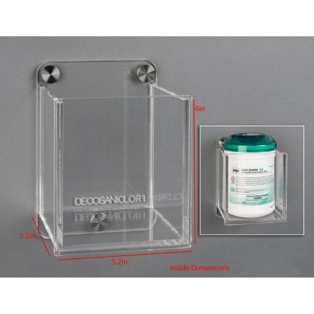 Poltex Inc Wipe Tub Holder Poltex® DECO Clear Acrylic Manual 1 Wipe Canister Wall Mount - Each - DECOSANICLOR1-W-EA