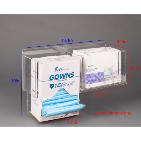Poltex Inc Isolation Item Wall Organizer Poltex Wall Mount 1 Box of Masks and 1 of Gloves Clear 18.4 X 10 Inch Acrylic - Each - ISOLATXL-W-EA