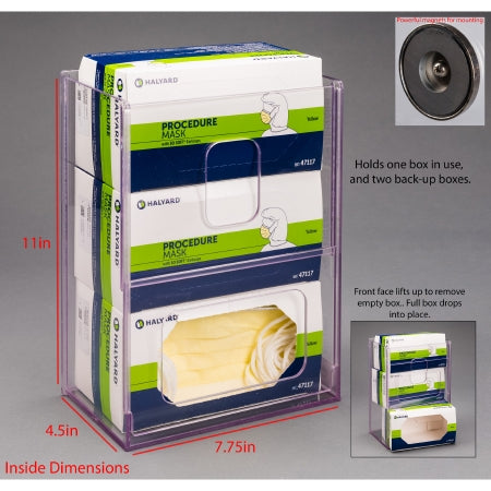 Poltex Inc Mask Box Holder Poltex Magnet Mount 3 Boxes of Masks Clear 11 X 4-1/2 X 7-3/4 Inch PETG - Each - MASK3VM-M-EA
