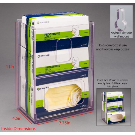 Poltex Inc Mask Box Holder Poltex Wall Mount 3 Boxes of Masks Clear 4-1/2 X 7-3/4 Inch PETG - Each - MASK3VM-W-EA