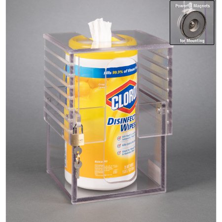 Poltex Inc Lockable Wipe Tub Holder Poltex® Clear Acrylic Manual Wipe Canister / Glove Box / Hand Sanitizer Bottle/Mask Box Magnet Mount - Each - MINMAX59-M-EA