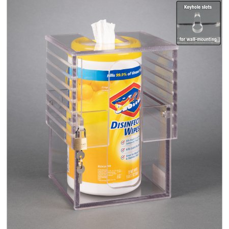Poltex Inc Lockable Wipe Tub Holder Poltex® Clear Acrylic Manual Wipe Canister / Glove Box / Hand Sanitizer Bottle/Mask Box Wall Mount - Each - MINMAX59-W-EA