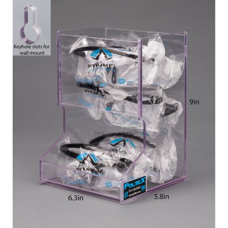 Poltex Inc Protective Eyewear Holder Poltex Wall Mount Clear 9 X 6.3 X 5.8 Inch PETG - Each - MINIEYE-W-EA