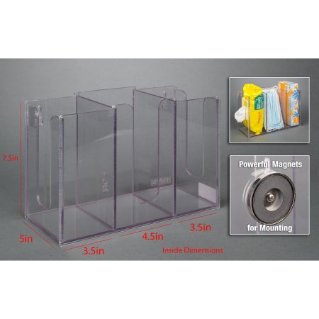 Poltex Inc Multi Holder Poltex® Clear Acrylic Manual 3 Compartment Magnet Mount - Each - MSKWIP-M-EA