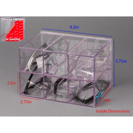 Poltex Inc Protective Eyewear Holder Poltex VHB Tape 6 Pairs of Safety Glasses Clear 9.2 X 5-3/4 X 6 Inch PETG - Each - PROTEYE6-T-EA