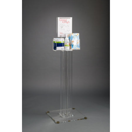 Poltex Inc Respiratory Hygiene Station Poltex® Clear PETG / Acrylic Manual 3 Compartment Floor Stand - Each - RESPQ-S-EA