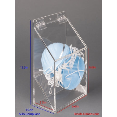 Poltex Inc ADA Bulk Face Covering Dispenser Poltex Wall Mount Clear 11-1/2 X 3.92 X 6.6 Inch Acrylic - Each - SLANTMSK-W-EA