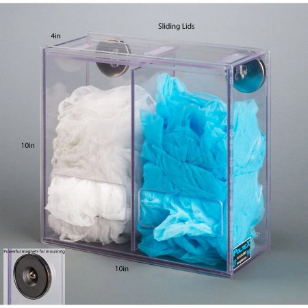 Poltex Inc Bulk PPE Dispenser Poltex Magnet Mount Two Types of Bulk PPE Clear 10 X 4 X 10 Inch PETG - Each - SPBLKPPE10-M-EA