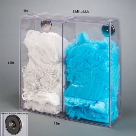 Poltex Inc Bulk PPE Dispenser Poltex Magnet Mount Two Types of Bulk PPE Clear 15 X 4 X 15 Inch PETG - Each - SPBLKPPE15-M-EA