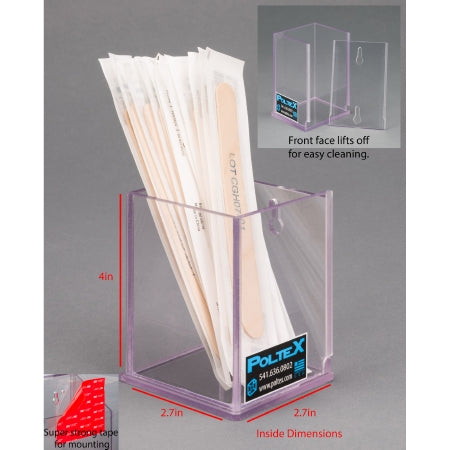 Poltex Inc Swab / Tongue Depressor Holder Poltex® Clear PETG Manual One Compartment VHB Tape Mount - Each - SWABR-T-EA
