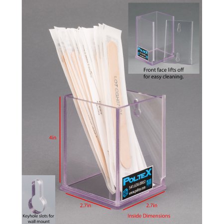 Poltex Inc Swab / Tongue Depressor Holder Poltex® Clear PETG Manual One Compartment Wall Mount - Each - SWABR-W-EA