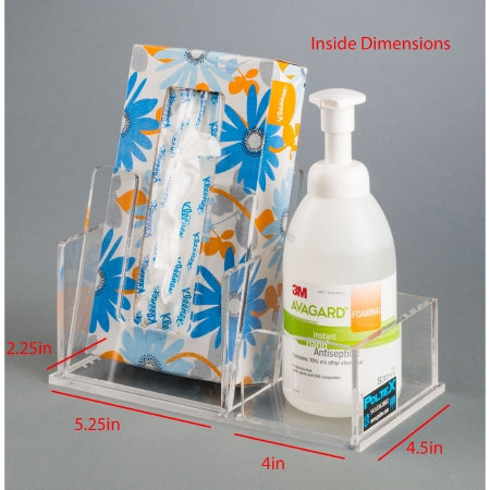 Poltex Inc Tissue / Hand Sanitizer Holder Poltex® Clear Acrylic Manual Two Compartment Counter Mount - Each - TISHAN-CT-EA
