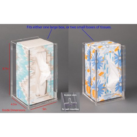Poltex Inc Tissue Box Holder Poltex® Clear PETG Manual One Large Box / Two Small Boxes Wall Mount - Each - TISSUE4.5-W-EA