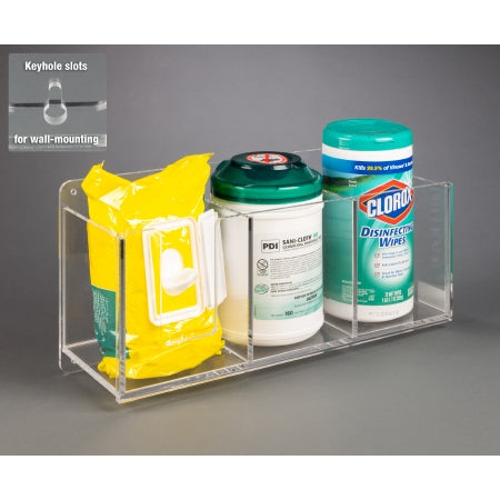 Poltex Inc Wipe Holder Poltex® Clear Acrylic Three Compartment Wall Mount - Each - TRIWIPE-W-EA