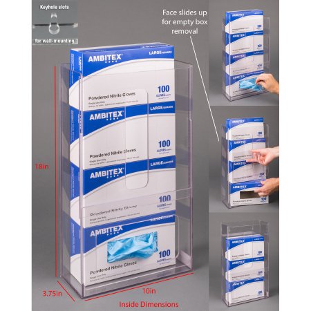 Poltex Inc Glove Box Holder Poltex Wall Mounting 4 Boxes of Gloves Clear 18 X 3-3/4 Inch - Each - VMGB4-W-EA
