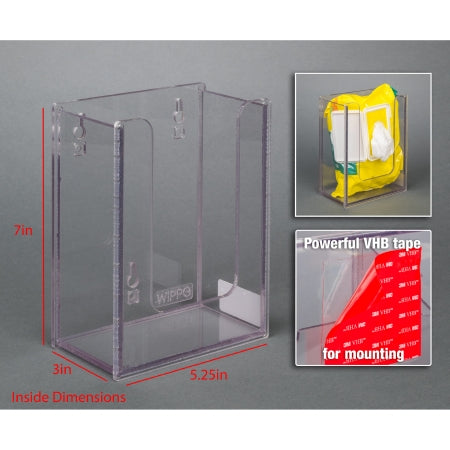 Poltex Inc Wipe Bag Holder Poltex® Clear PETG Manual One Package Wipes VHB Tape Mount - Each - WIPPG-T-EA