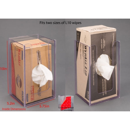 Poltex Inc Wipe Holder Poltex® Clear PETG Manual Wypall Wipes VHB Tape Mount - Each - WYPL10-T-EA