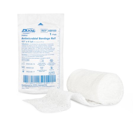 Dukal Conforming Bandage 4 Inch X 4.1 Yard 1 per Pack Sterile PHMB / Benzalkonium Chloride Roll Shape - Pack of 1 - AB100-PK