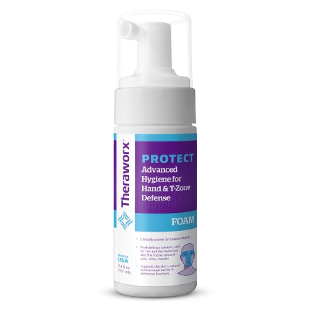 Avadim Rinse-Free Cleanser Theraworx® Protect Advanced Hygiene for Hand & T-Zone Defense Foaming 3.4 oz. Pump Bottle Orange Peel / Green Tea Scent - Case of 8 - 01C-120-1X8-CS