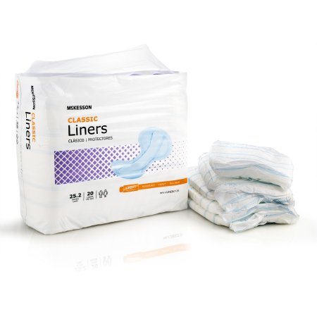 McKesson Incontinence Liner McKesson Classic 25-1/5 Inch Length Light Absorbency Polymer Core One Size Fits Most - Bag of 20 - LINERLT-34-BG