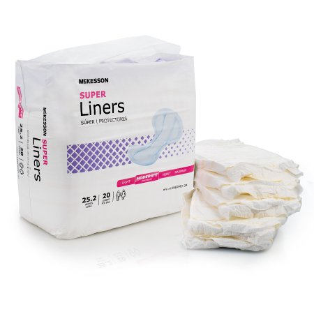 McKesson Incontinence Liner McKesson Super 25-1/5 Inch Length Moderate Absorbency Polymer Core One Size Fits Most - Bag of 20 - LINERMD-34-BG