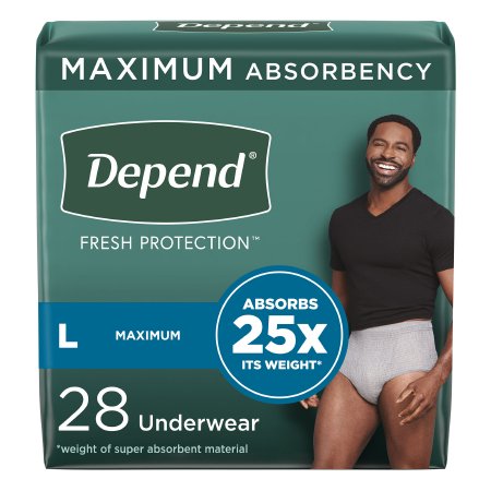 Kimberly Clark Male Adult Absorbent Underwear Depend® FIT-FLEX® Pull On with Tear Away Seams Large Disposable Heavy Absorbency - Case of 56 - 53745-CS
