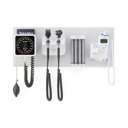 Welch Allyn Wall Transformer Green Series™ 777 Welch Allyn Green Series 777 Integrated Wall System with Coaxial LED Ophthalmoscope, MacroView Basic LED Otoscope, BP Aneroid, Ear Specula Dispenser, and SureTemp Plus Thermometer - Each - 777-SM2WAS-EA
