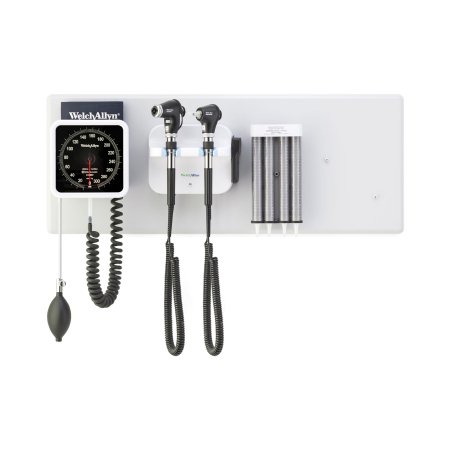 Welch Allyn Wall Transformer Green Series™ 777 Welch Allyn Green Series 777 Integrated Wall System with PanOptic Plus LED Ophthalmoscope, MacroView Plus LED Otoscope for iExaminer, BP Aneroid, and Ear Specula Dispenser - Each - 777-PM3WAX-US-EA