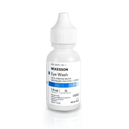 McKesson Eye Wash Solution McKesson Active ingredient: 98.3% Purified Water Inactive ingredients: boric acid, sodium borate, sodium chloride 1 oz. Squeeze Bottle - Each - MCK19828-EA