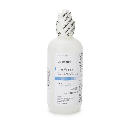 McKesson Eye Wash Solution McKesson Active ingredient: 98.3% Purified Water Inactive ingredients: boric acid, sodium borate, sodium chloride 4 oz. Squeeze Bottle - Each - MCK19818-EA