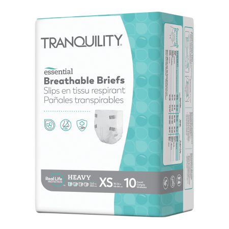 Principle Business Enterprises Unisex Adult Incontinence Brief Tranquility® Essential X-Small Disposable Heavy Absorbency - Case of 100 - 2743-CS