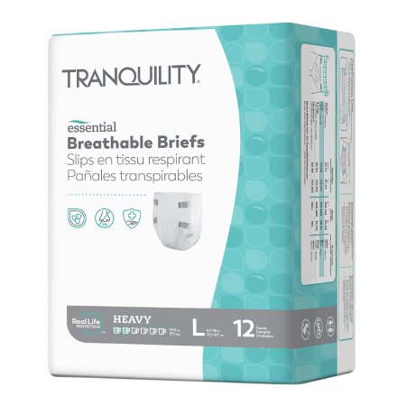 Principle Business Enterprises Unisex Adult Incontinence Brief Tranquility® Essential Large Disposable Heavy Absorbency - Case of 72 - 2746-CS