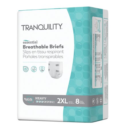 Principle Business Enterprises Unisex Adult Incontinence Brief Tranquility® Essential 2X-Large Disposable Heavy Absorbency - Case of 32 - 2748-CS
