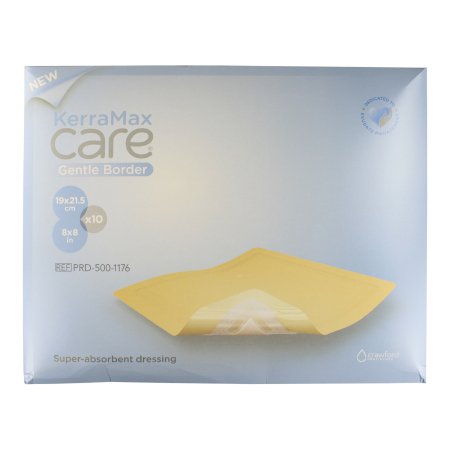 3M Systagenix/KCI Super Absorbent Dressing KerraMax Care® Gentle Border 8 X 8 Inch Square - Each - PRD500-1176-EA