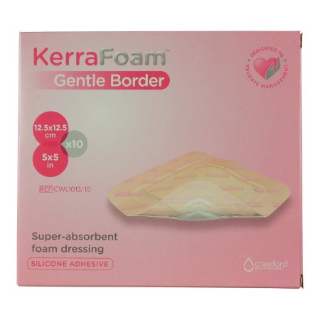 3M Systagenix/KCI Foam Dressing KerraFoam™ Gentle Border 5 X 5 Inch With Border Film Backing Silicone Adhesive Square Sterile - Case of 100 - CWL1013-CS