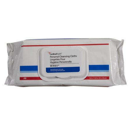 Cardinal Rinse-Free Personal Wipe Cardinal Health™ Wings™ Soft Pack Vitamin E / Chamomile / Aloe Vera Scented 48 Count - Case of 576 - 5199S-CS