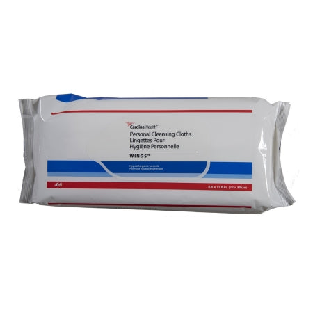 Cardinal Rinse-Free Personal Wipe Cardinal Health™ Wings™ Soft Pack Refill Vitamin E / Chamomile / Aloe Vera Scented 64 Count - Case of 768 - 5299R-CS