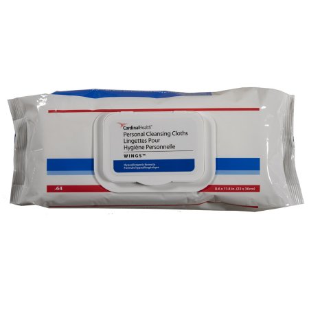 Cardinal Rinse-Free Personal Wipe Cardinal Health™ Wings™ Soft Pack Vitamin E / Chamomile / Aloe Vera Scented 64 Count - Pack of 64 - 5299S-PK
