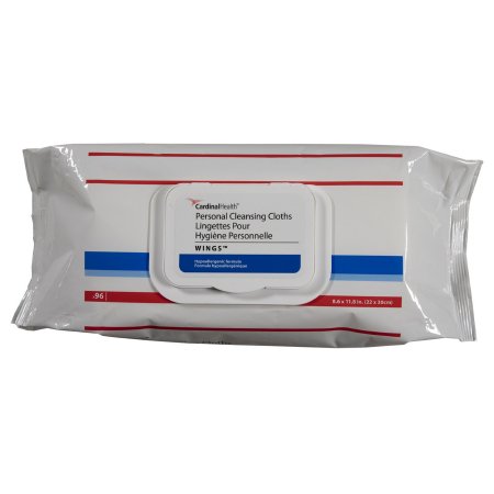Cardinal Rinse-Free Personal Wipe Cardinal Health™ Wings™ Soft Pack Vitamin E / Chamomile / Aloe Vera Scented 96 Count - Case of 768 - 5399S-CS