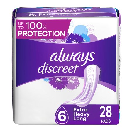 Procter & Gamble Bladder Control Pad Always® Discreet 15.7 Inch Length Heavy Absorbency Absorbent Gel Core One Size Fits Most - Bag of 28 - 03700052573-BG