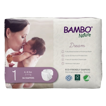 Abena North America Unisex Baby Diaper Bambo® Nature Size 1 Disposable Heavy Absorbency - Case of 216 - 1000016923-CS