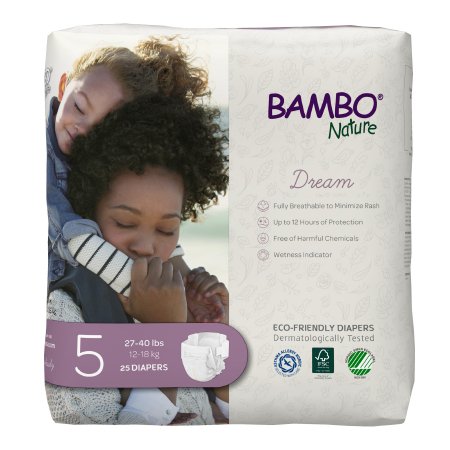 Abena North America Unisex Baby Diaper Bambo® Nature Size 5 Disposable Heavy Absorbency - Case of 150 - 1000016927-CS