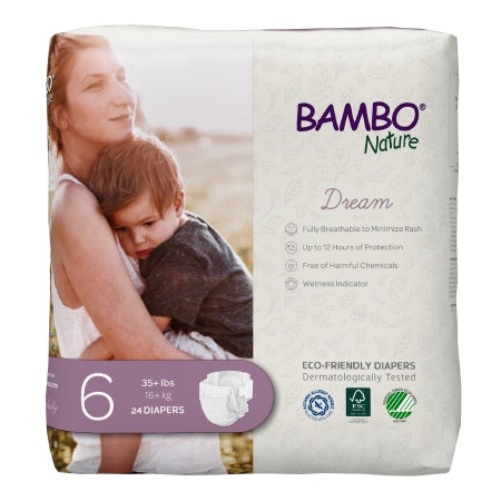 Abena North America Unisex Baby Diaper Bambo® Nature Size 6 Disposable Heavy Absorbency - Bag of 24 - 1000016928-BG