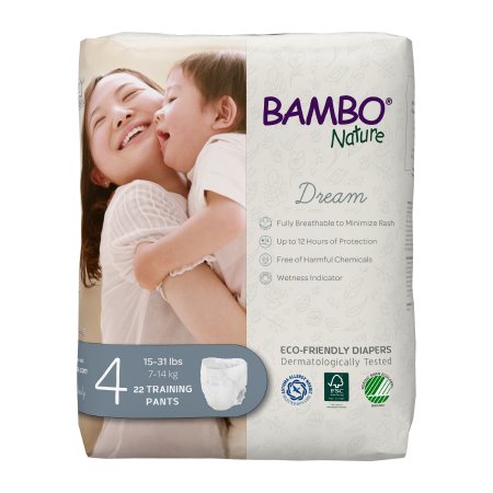 Abena North America Unisex Toddler Training Pants Bambo® Nature Dream Pull On with Tear Away Seams Size 4 Disposable Heavy Absorbency - Case of 110 - 1000016929-CS