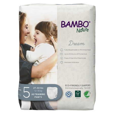 Abena North America Unisex Toddler Training Pants Bambo® Nature Dream Pull On with Tear Away Seams Size 5 Disposable Heavy Absorbency - Bag of 20 - 1000016930-BG