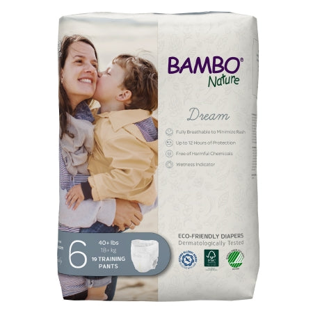 Abena North America Unisex Toddler Training Pants Bambo® Nature Dream Pull On with Tear Away Seams Size 6 Disposable Heavy Absorbency - Bag of 19 - 1000016931-BG