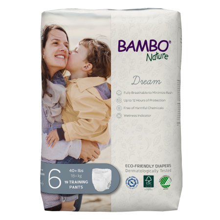 Abena North America Unisex Toddler Training Pants Bambo® Nature Dream Pull On with Tear Away Seams Size 6 Disposable Heavy Absorbency - Case of 95 - 1000016931-CS