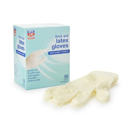 McKesson Medical Surgical Exam Glove Rite Aid® Medium NonSterile Latex Standard Cuff Length Cream Not Rated - Case of 600 - O1182255913-CS