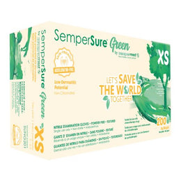 Sempermed USA Exam Glove SemperSure™ X-Small NonSterile Nitrile Standard Cuff Length Textured Fingertips Green Chemo Tested - Case of 2000 - SUNG201-CS