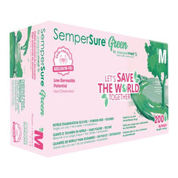 Sempermed USA Exam Glove SemperSure™ Medium NonSterile Nitrile Standard Cuff Length Textured Fingertips Green Chemo Tested - Case of 2000 - SUNG203-CS